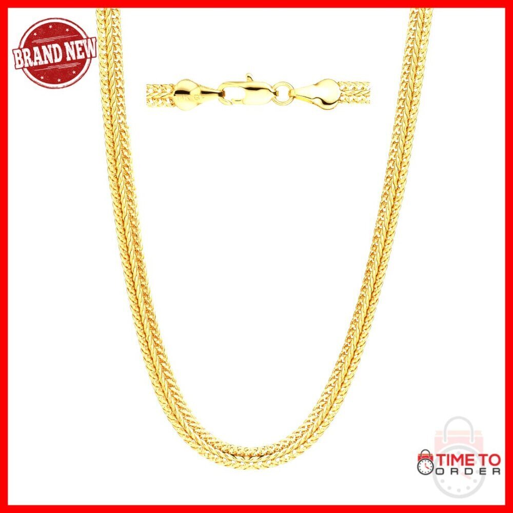 4mm 14K Gold Herringbone Chain Necklace 18-24 Inch Unisex Layered